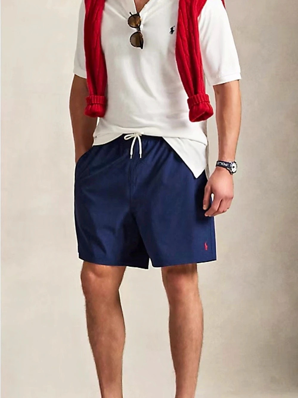Polo Ralph Lauren Traveler Swim Trunk Men's Swim Trunks Blue & Red Medium